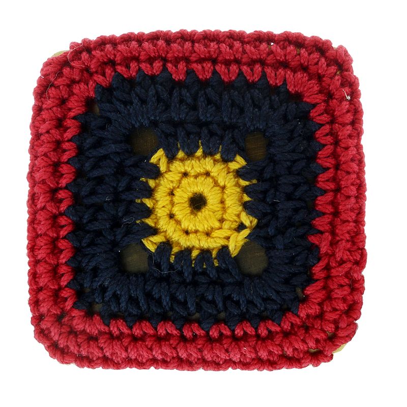 Prada Crochet Red Square Brooch Pin - One Size